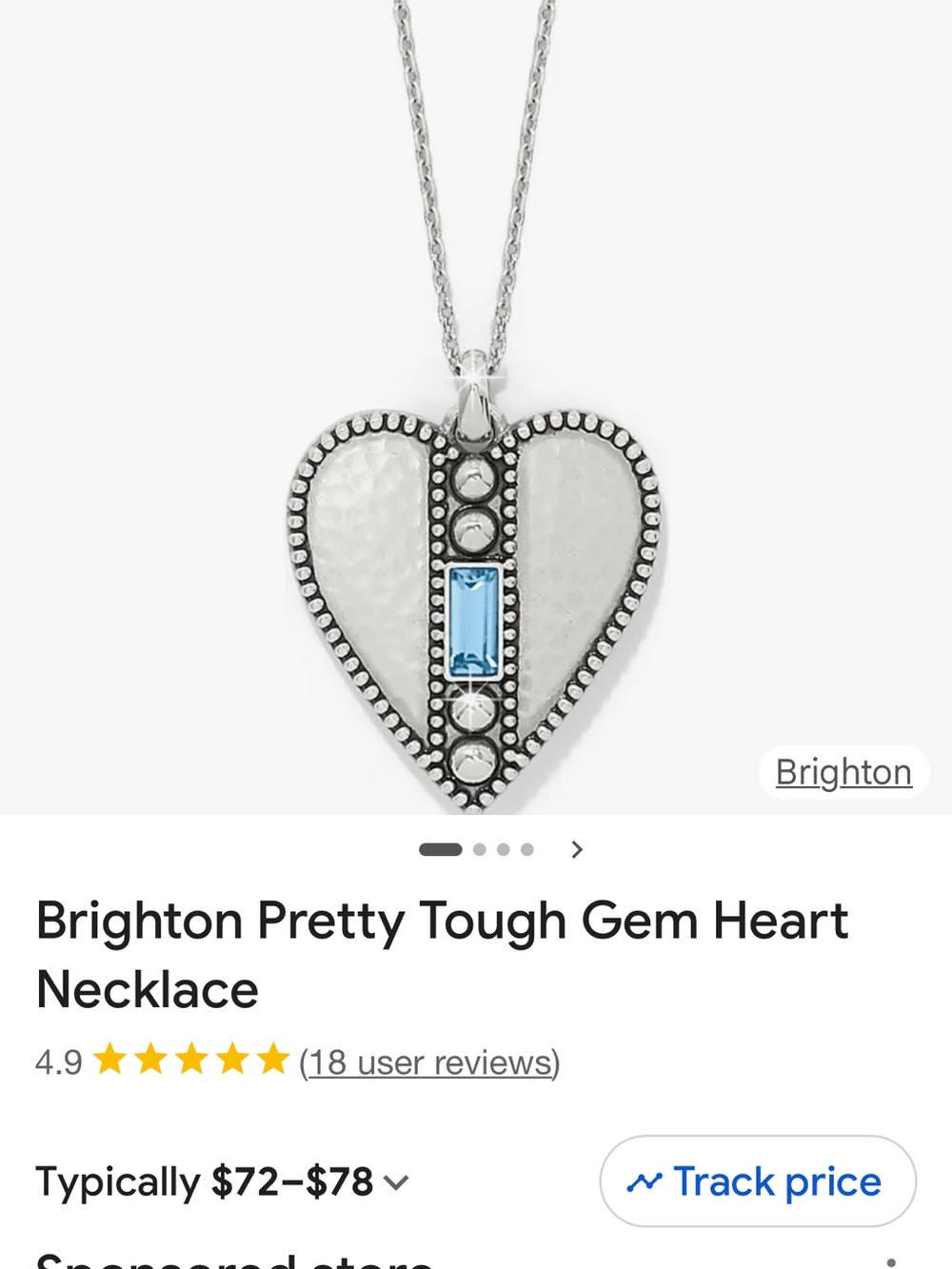 Brighton NWOT Pretty Tough Gem Heart Necklace. Adjustable Length. Silver plated - Picture 4 of 15